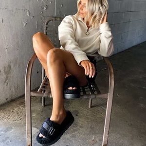 UGG Fluffita Black Slide Sandal